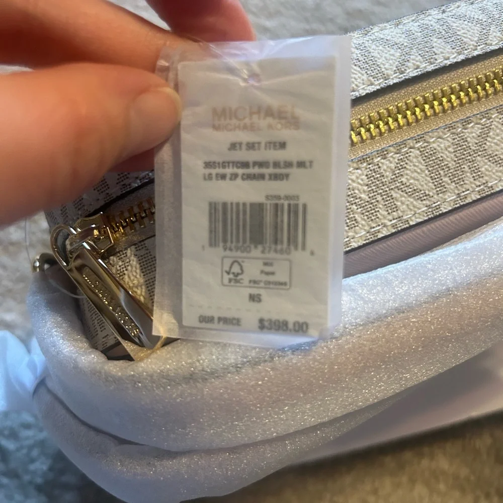 NWT Michael Kors Beige Monogram Crossbody Bag